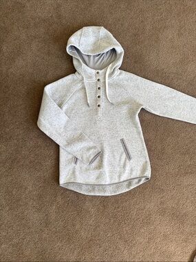 Thread Supply Heather Light Gray Hooded Pullover Sweater - Size Small